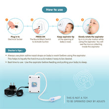 Load image into Gallery viewer, Nasobuddy Mini Automatic Baby Nasal Aspirator | Easy Nose Cleaner & Mucus Extractor for Newborns and Kids up to 5 Years | Continuous Soft Suction (Includes Free Saline Spray)
