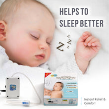 Load image into Gallery viewer, Nasobuddy Mini Automatic Baby Nasal Aspirator | Easy Nose Cleaner &amp; Mucus Extractor for Newborns and Kids up to 5 Years | Continuous Soft Suction (Includes Free Saline Spray)

