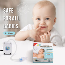 Load image into Gallery viewer, Nasobuddy Mini Automatic Baby Nasal Aspirator | Easy Nose Cleaner &amp; Mucus Extractor for Newborns and Kids up to 5 Years | Continuous Soft Suction (Includes Free Saline Spray)
