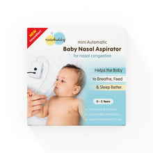 Load image into Gallery viewer, Nasobuddy Mini Automatic Baby Nasal Aspirator | Easy Nose Cleaner &amp; Mucus Extractor for Newborns and Kids up to 5 Years | Continuous Soft Suction (Includes Free Saline Spray)
