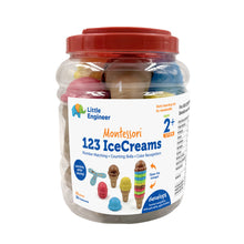 Load image into Gallery viewer, Little Engineer Montessori 123 IceCreams| Counting &amp; Number Matching Toy for Toddlers | Early Math STEM Toy with Number Cone &amp; Scoops | Learning While Playing Educational Gift for Ages 2+ (30Pcs, 30 Flashcards)

